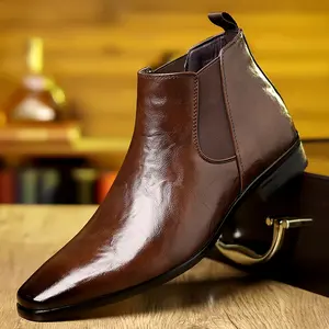 Men's business fashion side ankle boots, men's boots, work office formal shoes, men's versatile commuter shoes, daily wear, footwear, closed