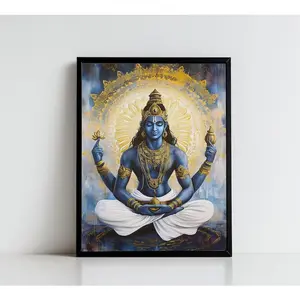 Vishnu Art, Hindu God Wall Art, VISHNU, Indian God, lord Narayana,Digital Print of Vishnu24x36inch(60x90cm) Unframe Canvas Poster Decor Room Artistic Ornaments Photo Decoration