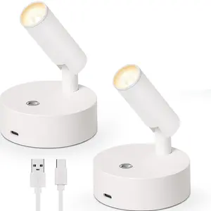 2 Pack,Wireless Spot Lights Indoor  Rechargeable LED Uplighting Indoors Dimmable Warm White Picture Light Up Lights Indoor Battery Operated Spotlight for Plant Artwork Painting