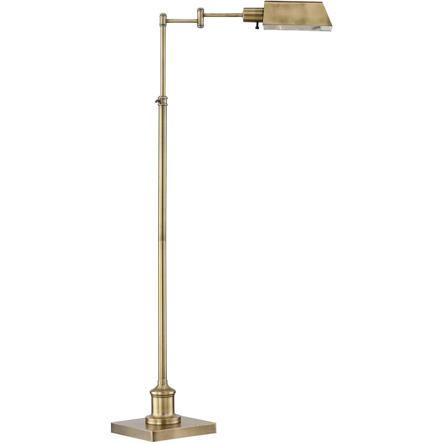 Regency Hill Jenson Traditional Farmhouse Metal Adjustable Pharmacy Floor Lamp Swing Arm 54" Tall Aged Brass Metal Shade Standing Pole Light for Living Room Reading House Bedroom Home Office