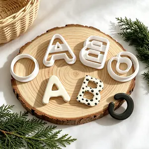 4pcs Alphabet Polymer Clay Cutting Molds, Name Clay Cutting Tools, Alphabet Clay Jewelry & Earrings, Alphabet Clay Earrings and Ear Studs Cutting Tools, Flower shape clay mold, Spring clay mold, clay mold for mother's day, DIY clay mold for mom