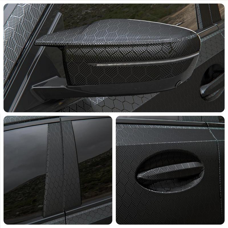 Honeycomb Matte Black Car Wrap Vinyl (1ft x 5ft) - Gloss Paint Surface Protection Film with Air Release Automotive Wrap Vinyl Roll