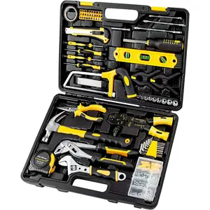 218-Piece Tool Set General Household Hand Tool Kit with Plastic Toolbox Storage Case Yellow