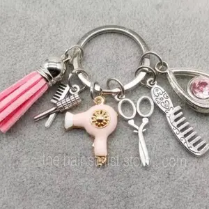 Hair Stylist Keychain - Pink