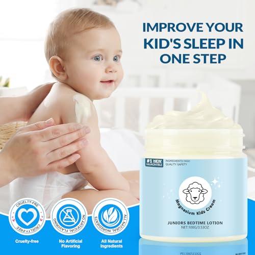 Magnesium Lotion for Kids - Magnesium Lotion for Sleep - Soothing Relief & Relaxation - Topical Magnesium Cream Helps Kids Stay Calm at Bedtime and During The Night - Without Melatonin（3.53 oz）