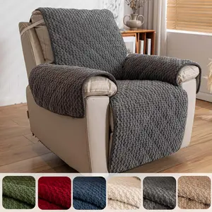 Couch Cover for Recliner Chair, Non Slip Sofa Cover with Strap Thick Textured Plush Sofa Pad for Armchair, Washable Pet Friendly Furniture Protector, Slipcovers For Couches And Sofas