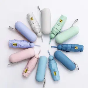 Portable Folding Umbrella, 1 Count Ultra-light & Compact Portable Capsule Umbrella, Mini Umbrella, Waterproof Umbrella for Outdoor, Lightweight Foldable Umbrella, Wind Resistant Umbrella