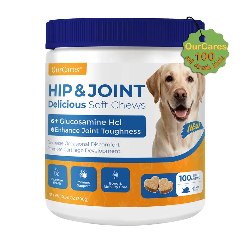 OurCares NEW Advanced Joint Health Support Soft Chews for Dogs Chicken Flavor 100 Count with Glucosamine MSM & Turmeric Supports Cartilage Repair Mobility