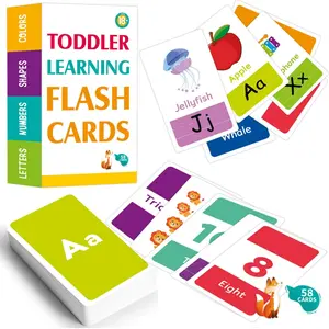 Alphabet Flash Cards for Toddlers, 58pcs/set Learn Letters, Colors, Shapes and Numbers, Educational Learning for Preschoolers, Early Learning for Toddlers, Visual Stimulation Cards, Word Cards
