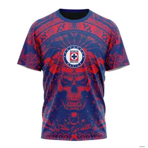 Custom Cruz Azul Inspired Aztec Skull Soccer Jersey, Personalized Name Number Fan Shirt