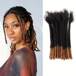 Hot Sell NEW [Human Hair Dreadlock Extensions] 30 Strands # T1B/30 Brown Tips Ombre Color Real Human Hair Dreadlock Extensions For Man/Women, 0.6cm Thickness 6-10 Inch Full Head Handmade Permanent Loc Extensions Bundles Can Be Dyed Bleached