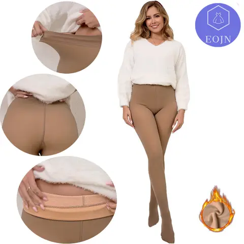 EOJN Women's Fleece-Lined Footed Tights, High Waist Thermal Base Layer, High Stretch Leggings, Buttery-Soft Slim Fit Warm Bottoms for Fall & Winter, Indoor & Outdoor Daily Wear.