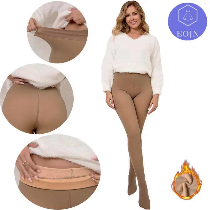 EOJN Women's Fleece-Lined Footed Tights, High Waist Thermal Base Layer, High Stretch Leggings, Buttery-Soft Slim Fit Warm Bottoms for Fall & Winter, Indoor & Outdoor Daily Wear.