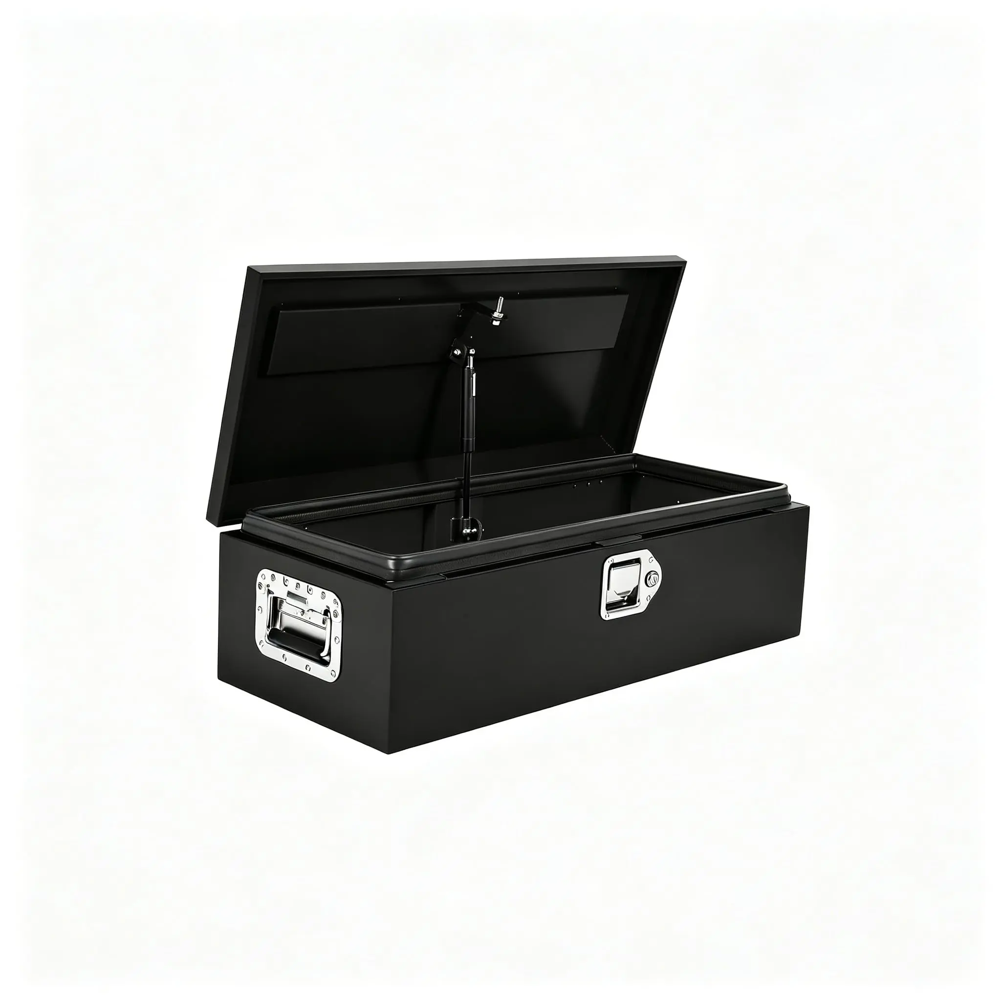 GAOMON 48×15×15 inch Rectangular Mountable Outdoor Storage Box - Black Aluminum Lightweight Construction Tool Organizer, Lockable Waterproof Truck Bed Tool Box with Gas Struts, Foldable Handles, Key Lock, Easy Installation for Pickup Truck, Trailer