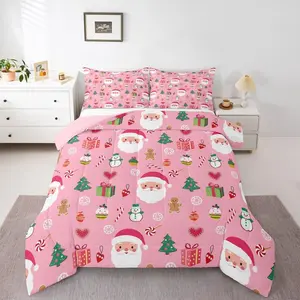 Santa Claus Comforter Set,Christmas Decor Bedding Set,New Year Gift Duvet Quilt for Bedroom,Merry Christmas Decor Microfiber Ultra Soft Breathable