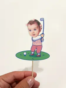Personalized Girl Pink Golfer Cupcake Toppers | Hole in One Party Decorations