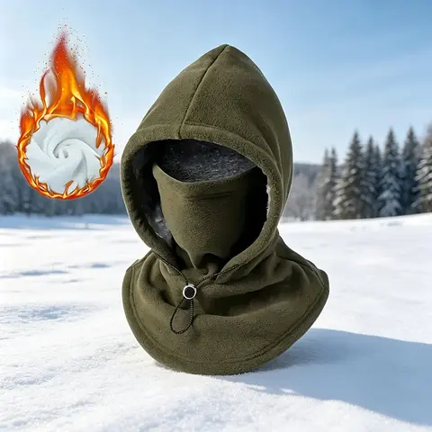 Unisex Fleece Balaclava Mask, 1-Piece Windproof Full Head Cover with Adjustable Drawstring Neck, Motorcycle Face Mask for Motorbike Style & Urban Moto Head & Face Protection Gear, Face Masks