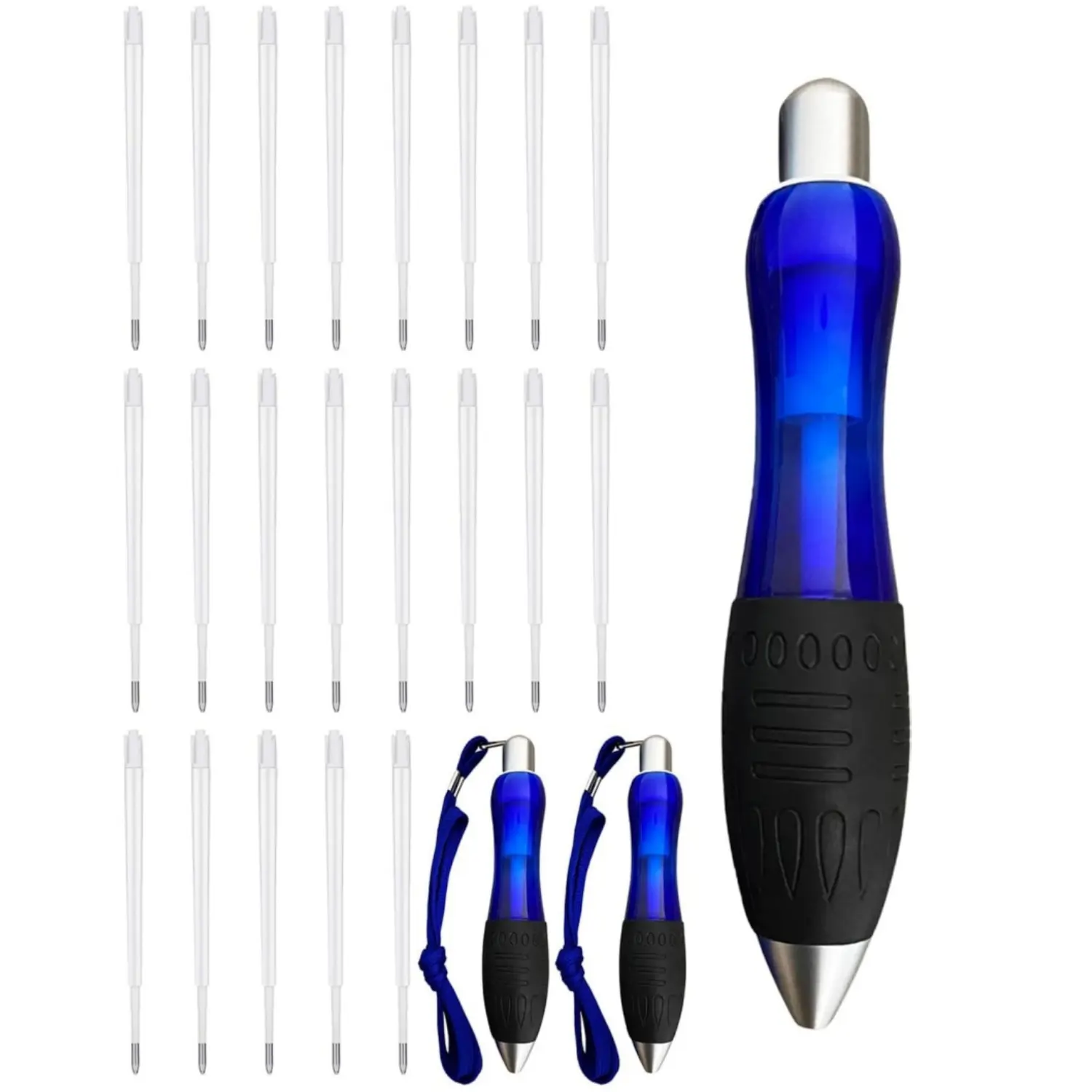 24Pcs Big Fat Pens Aids Writing For Tremor, Arthritis, Parkinson, Handicap, Carpal Tunnel Large Wide Grip Pens Blue (3 Pens + 12Black Refills + 9 Blue Refills) - Home Improvement.