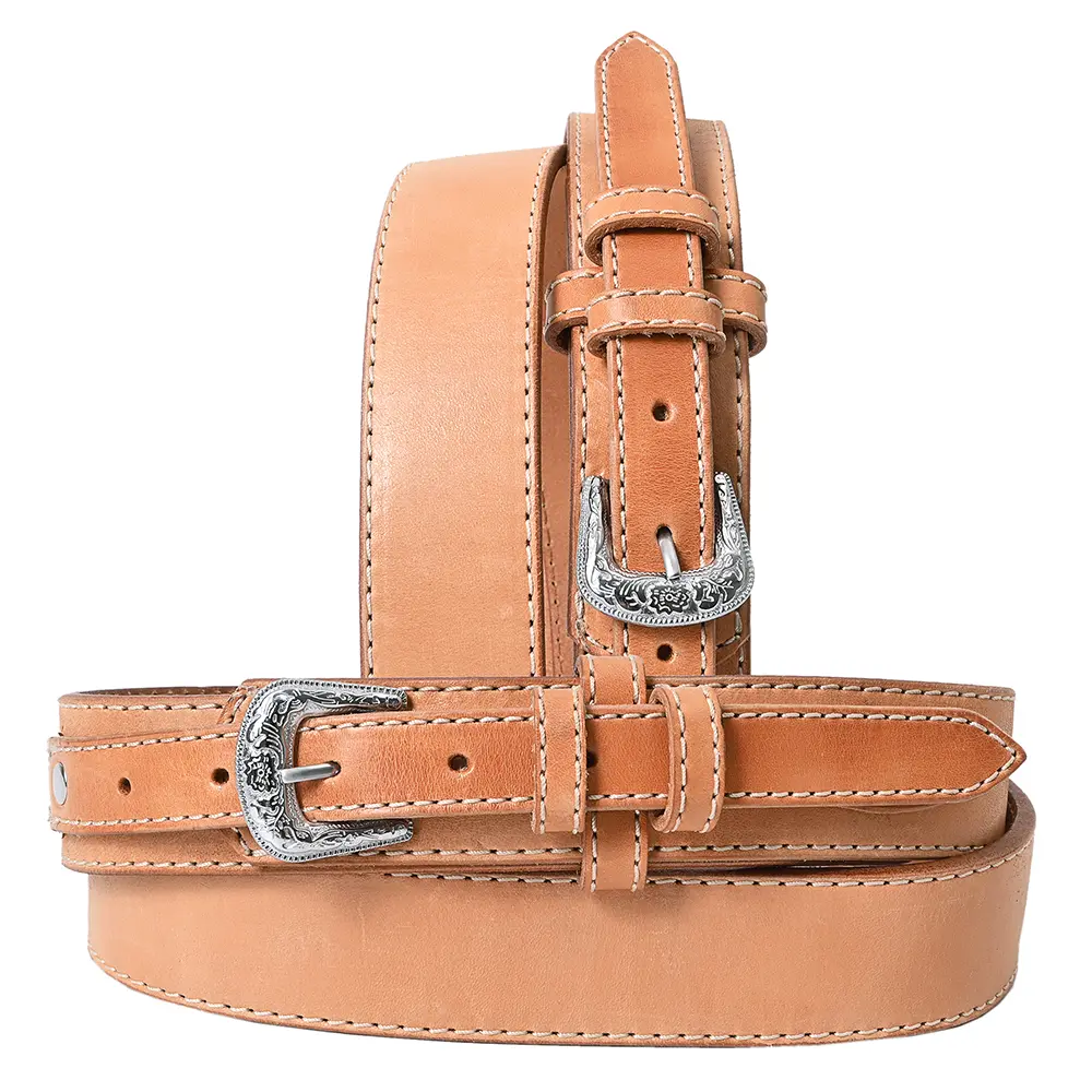 HILASON Western Genuine Leather Belt for Handmade Unisex Full Grain Heavy Duty Engraved Buckle Belt Tan