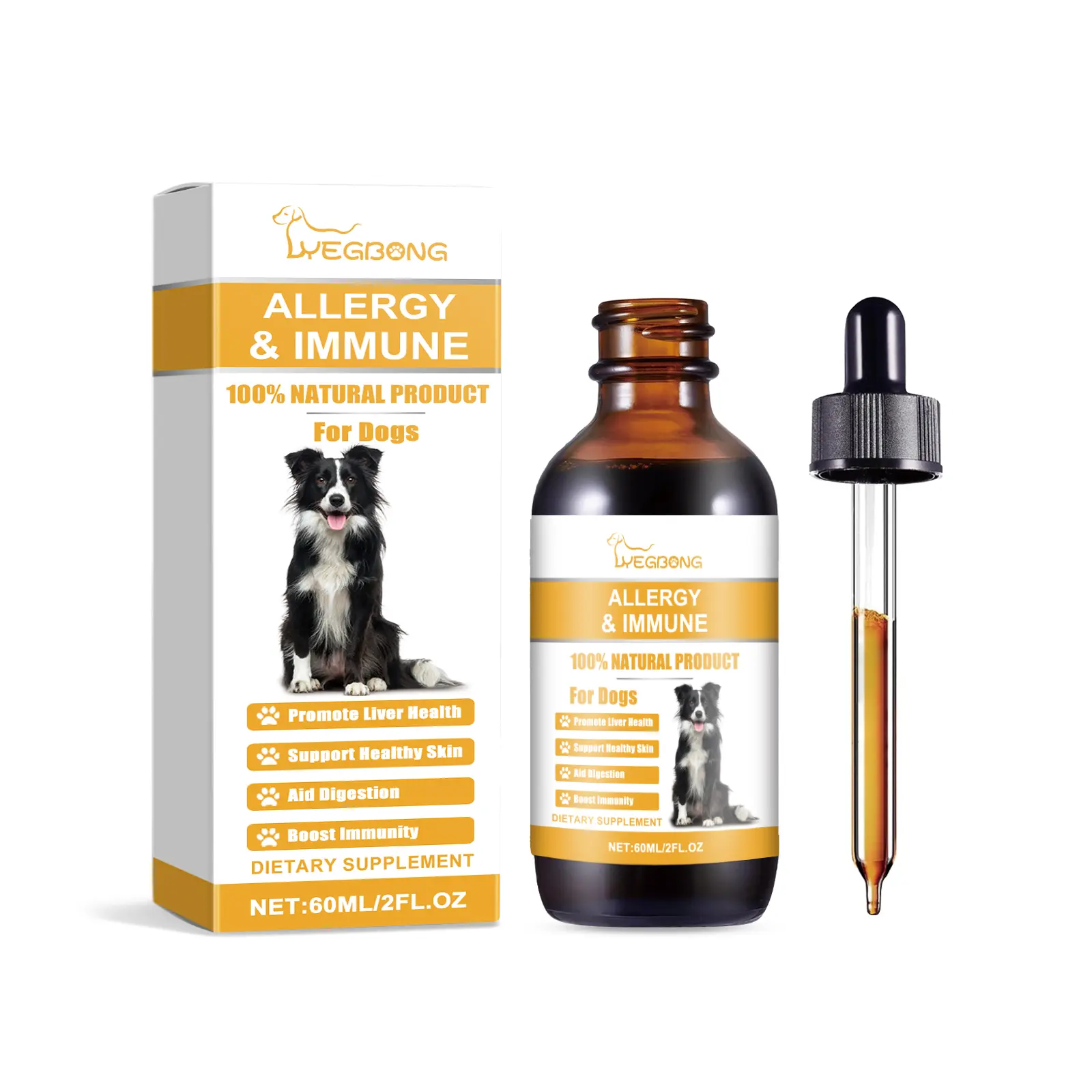 Dog Allergy Itch Relief Food Topper Drops - Gentle, Calming Natural Supplement with Mint Extract, Sorbitol - Add Daily for Canine Immune Boost & Daily Canine Wellness