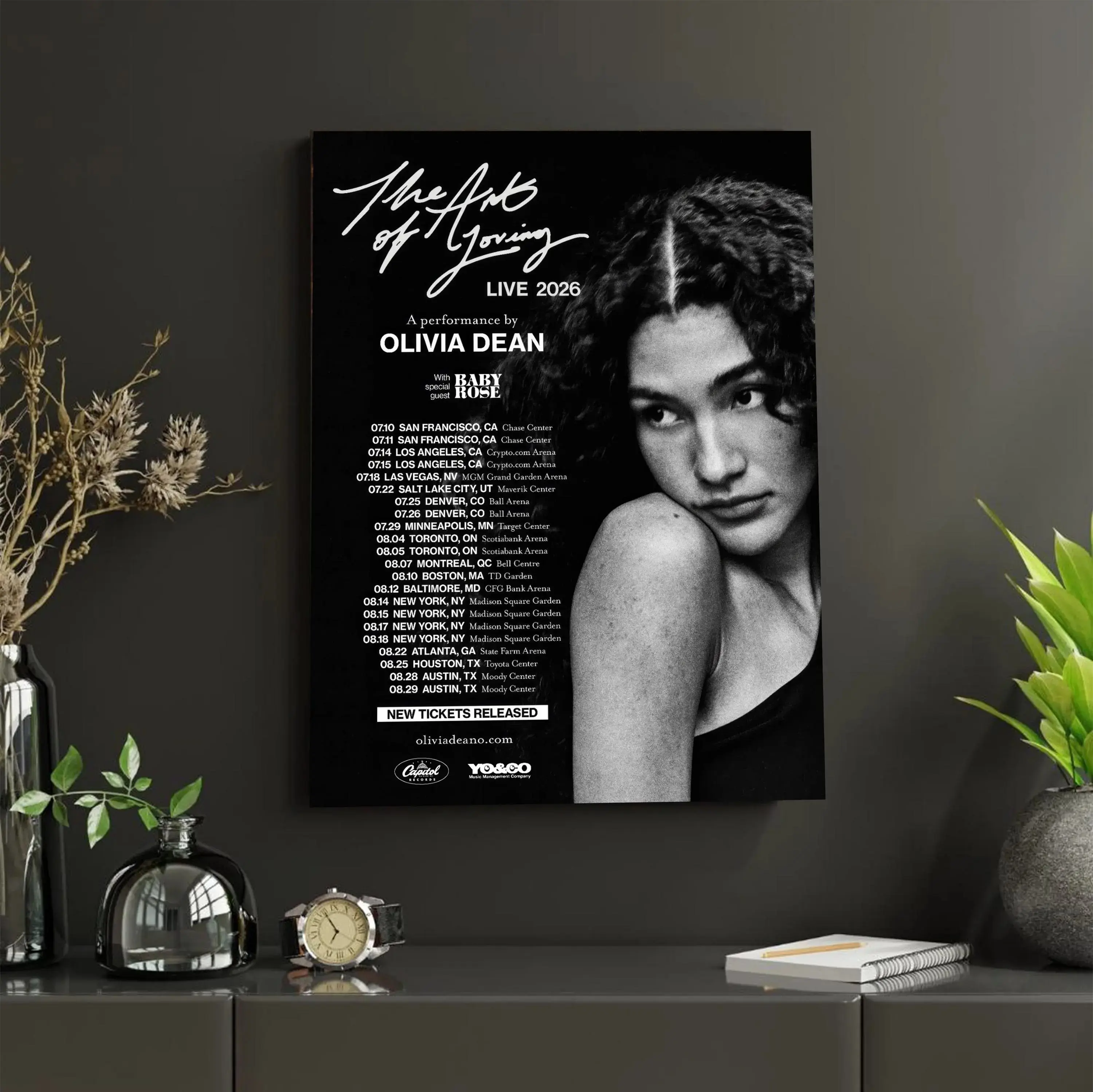 Olivia Dean Unframed Poster The Art of Loving Tour 2026 Poster Olivia Dean Concert Print Music Wall Art Singe