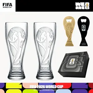 【FIFA World Cup 2026】 Unbreakable Beer Mug Set (Two mugs and a trophy-patterned bottle opener) - Suitable for gifting or personal use. Ceramic Drinkware