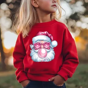 Bubblegum Santa Sweatshirt, Pink Christmas T-shirt, Sweatshirt Youth Size XS-XL