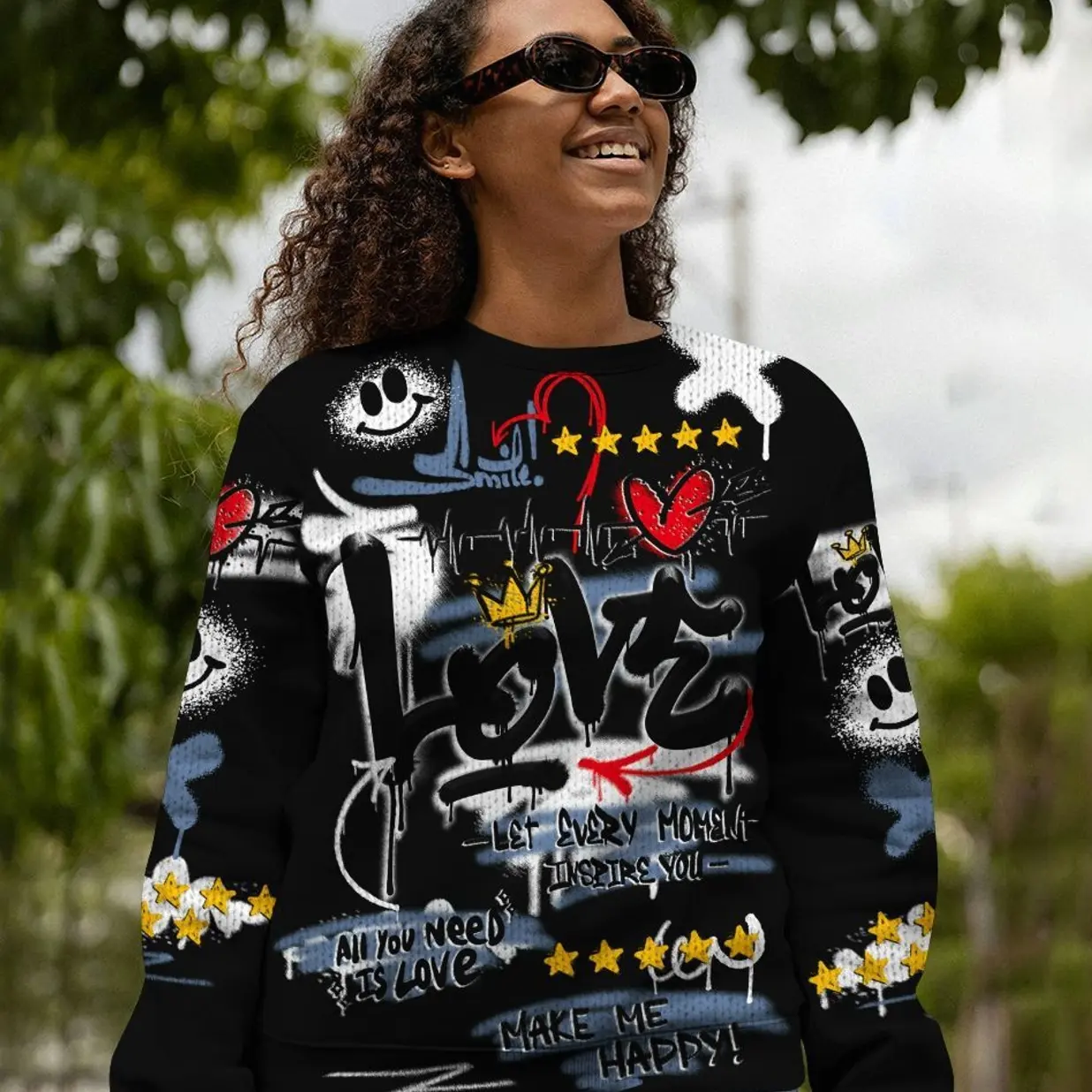 ideaswam KNIT SWEATER (Red) L 袋　ステッカー付き Knitted Sweater To Match Mid Space Jam 1s - Happy Love Beats