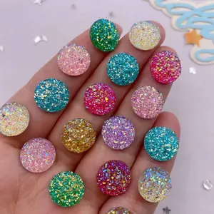 40pcs Resin Round 12 mm of Mineral Surface Flat back Rhinestone DIY Scrapbook Crafts Manualidades Jewelry Making Accessories