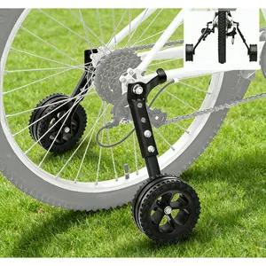 Adjustable Bike Training Wheels for 16-24 inch Bikes Kids Bicycle Stabilizers with Installation Tools Black for Learning Balance