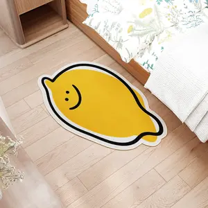 Abstract Smile Lemon Rug, Soft Durable Velvet Carpet, Easy Storage, Ideal for Bedroom, Living Room, Office, Hallway, Balcony, Staircase