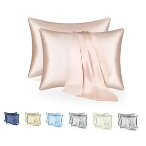 Pillowcase Set of 2 Cooling Pillow Covers for Hair and Skin Silky Smooth with Envelope Closure Similar to Silk