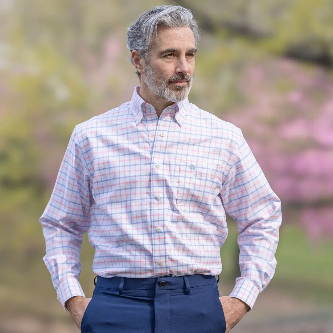 Brooks Brothers  X MagnaReady Stretch Long Sleeve Pink Plaid Button-Down Collar with Magnetic Closures