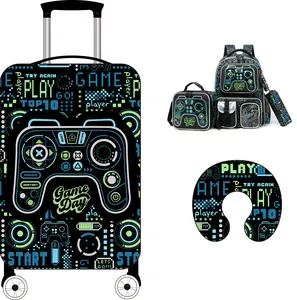 Level Up Their Travel Game Cool Controller Print Kids 6-in-1 Rolling Suitcase & Bookbag Set | Trendy School Trolley Gear & Lunch Box | TikTok Made Me Buy It