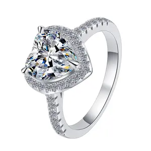 #S3 Loysun 2ct Heart Cut D Color VVS1 Moissanite Ring in 925 Sterling Silver for Engagement Anniversary & Birthday Gifts
