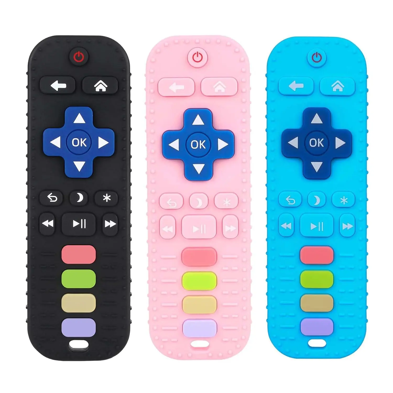 Silicone Teething Toys for Babies 0-12 Months, 3 Pack Remote Control Shape Textured Soother for Gum Relief, Non-Toxic & Safe to Boil, Baby Shower Gift