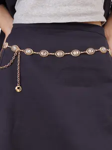 Gold Belt Gold Waist Chain Belt Body Chain Jewelry for Women Waist Chain Rhinestone Dress Belt Women Greek Goddess Belt Gold Belts for Women Fashion Waist Belt Jewelry for Dress Music Festival Accessories Metal Belts