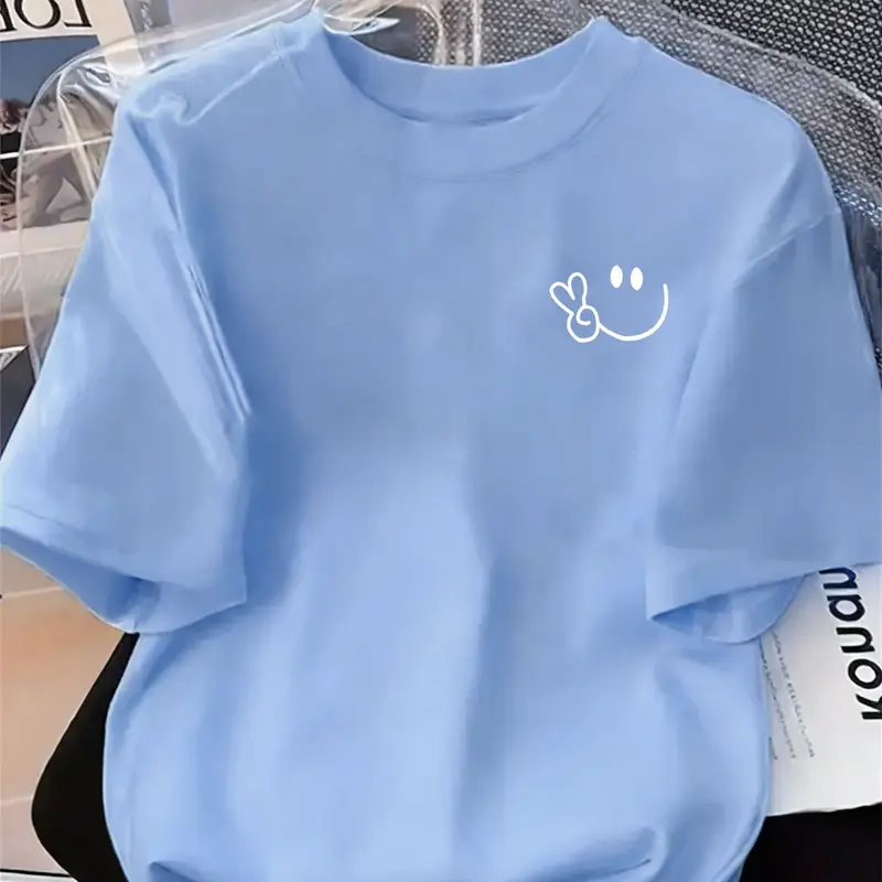 Women's Creative Iron-On Print Geometric Comfortable Casual Fit Slight Stretch Fitted Round Neck T-Shirt, Womenswear, Streetwear, Stylish Everyday Daily Wear, Casual Fashionable Top, Casual Summer Top, Perfect for All Seasons
