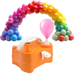 Electric Balloon Pump, Dual-Nozzle Portable Balloon Pump, Electric Balloon Inflator Balloon Pump Kit for Birthday Party Decorations, Weddings, Festivals and Party (Orange)