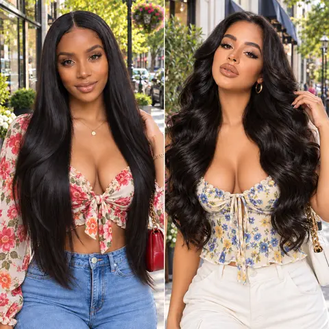 [Live Body+Straight]Super sale 13x4 Body Wave/Straight Pre-Plucked Human Hair Lace Front Wig, 180% Density, Hair Style Accessory