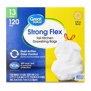 Great Value Strong Flex Tall Kitchen Drawstring Trash Bags, Citrus Burst, 13 Gallon, 120 Count