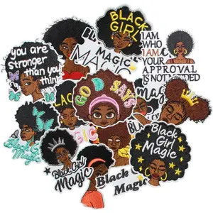 16 count Black Girl Magic Iron on Patches, Cool Afro Girl Embroidered Repair Patches for Clothes, Custom  Applique for Hats, Jeans, Jackets, Bags, Backpacks, Dress, Shoes