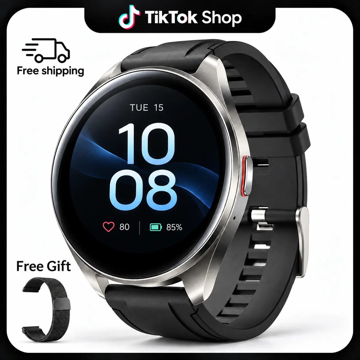 W&O Smart Watch for Men Women, 1.5" HD Touch Screen with Bluetooth Call, IP68 Waterproof, 100+ Sport Modes, Fitness Tracker with Heart Rate & Sleep Monitor, Compatible with Android iPhone