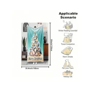 Cozy Flannel Throw Blanket - Soft, Warm & Allergy-Friendly With Festive Tree, Shells, Conch & Starfish Design - Couch, Bed, Office, And Travel - Washable, Best