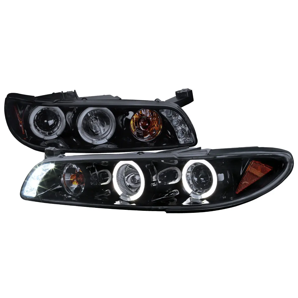 1997-2003 Pontiac Grand Prix Dual Halo Projector Headlights (Glossy Black Housing/Smoked Lens)