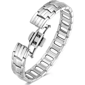 Feraco Magnetic Therapy Bracelet for Men - 5X Strength Titanium Steel Bracelet with 3800 Gauss Magnets,99.99% Pure Copper Gift with Adjustable Tool