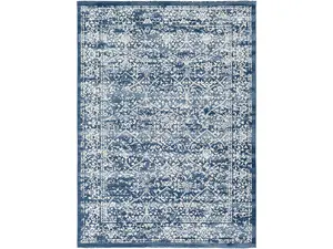 Livabliss ROM2301-5371 5 ft. 3 in. x 7 ft. 1 in. Roma Machine Woven Rug, Navy, Denim & Cream