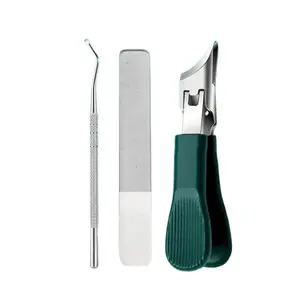 Nippers for Nail Tech Stab Set with Stainless Steel File Green Handle for Precision Grooming Cutics Manicure Tools