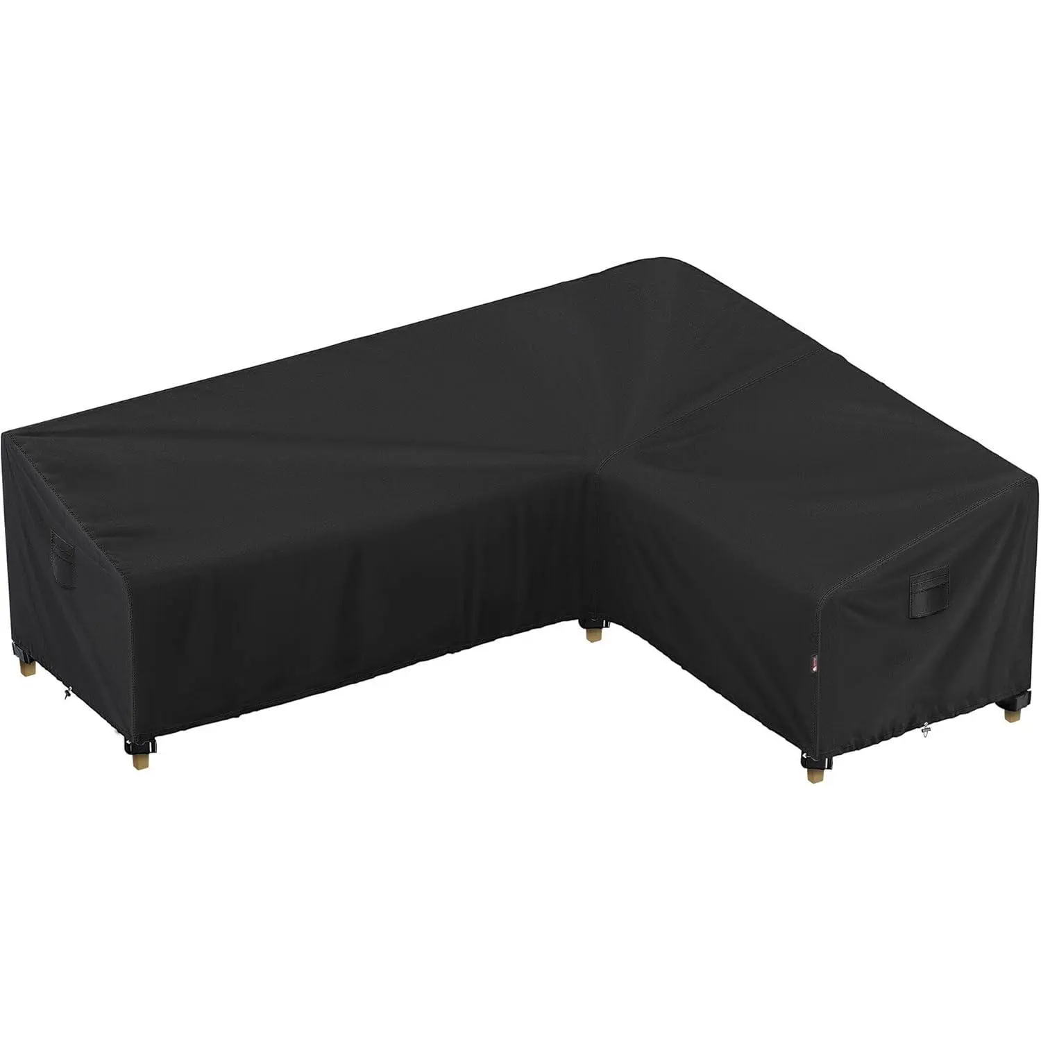 iBirdie Outdoor Sectional Cover fit 112 x 87 inch L-Shaped Couch Sofa | Waterproof, Weatherproof, fit 110 x 85, 111 x 86, 108 x 84, Outside L Shape Patio Furniture, Black, 600D, Heavy Duty