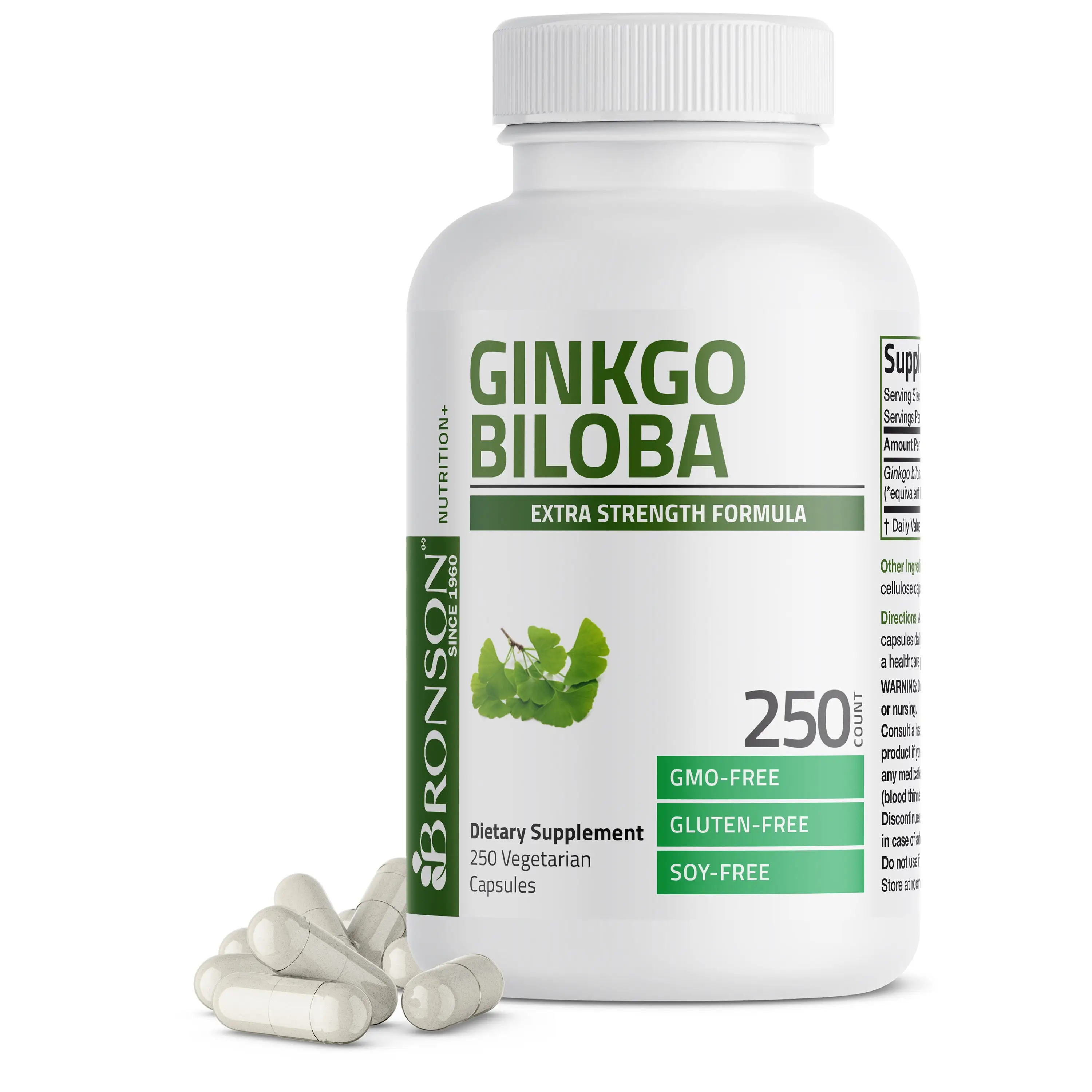 Bronson Ginkgo Biloba 500mg Extra Strength 500mg per Serving - GMO-Free, Gluten-Free, Supports Brain Function & Memory Support Dietary Supplement brai
